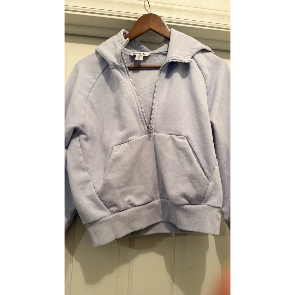 Athleta Women's Forever Fleece Half Zip Gator Neck Pullover EUC Gossamer Blue XS
